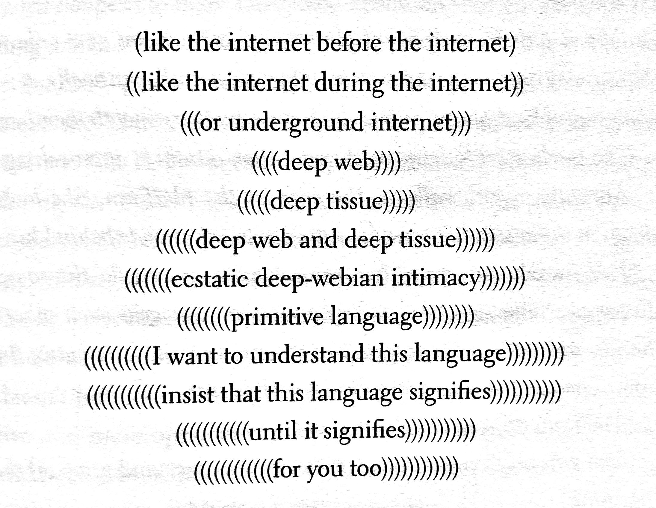 scan of Jenny Hval's typographic representation of a cosmic internet