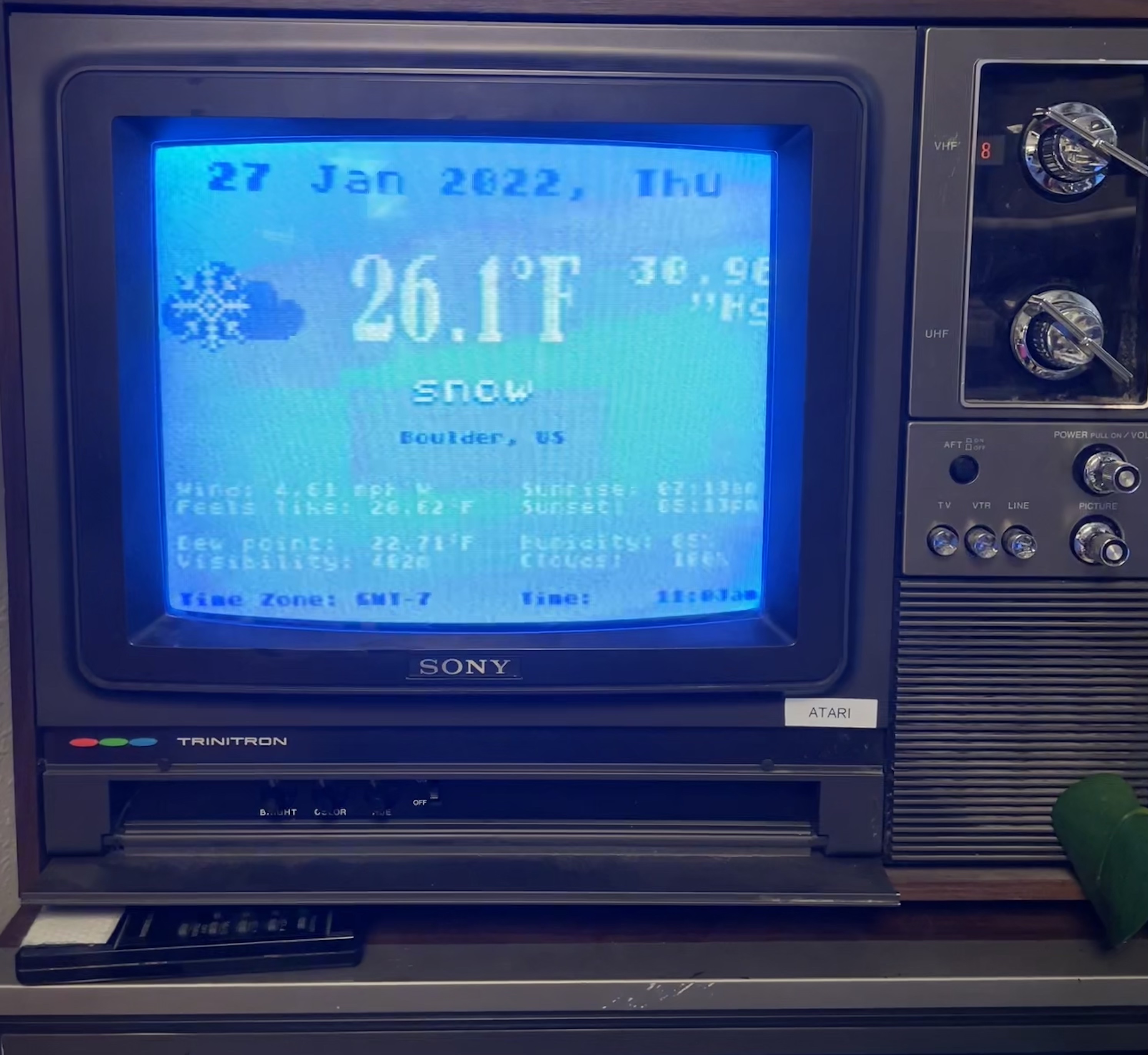 Fujinet Displaying local Boulder, CO weather