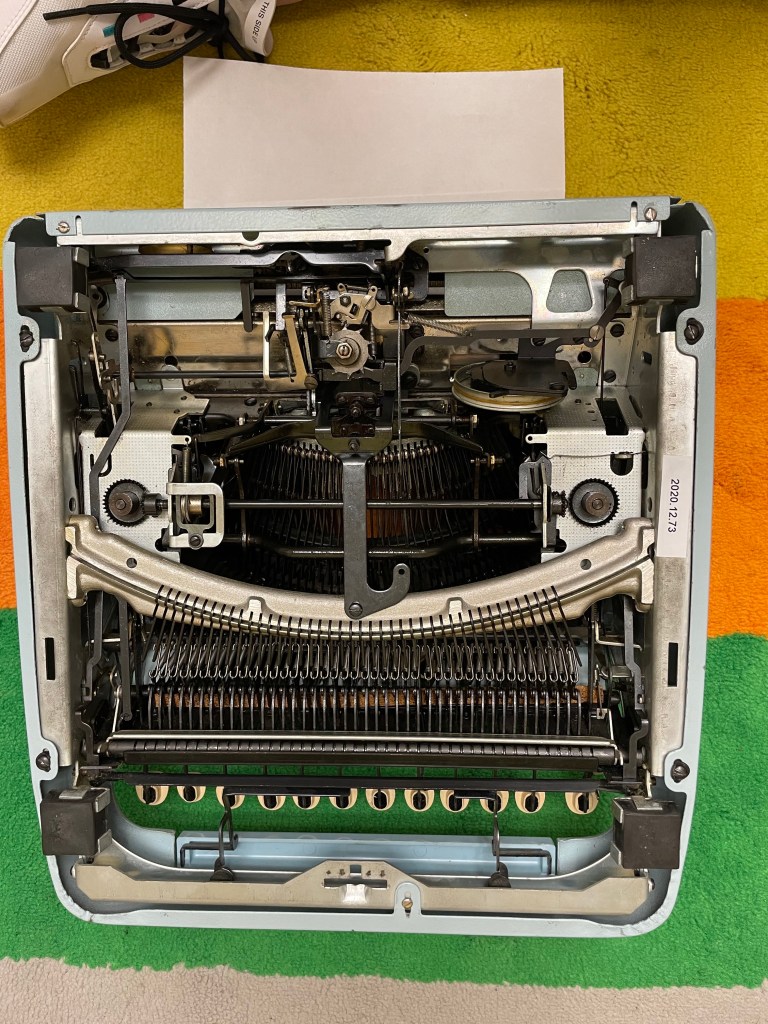 view of the inside of the Tower mechanical typewriter